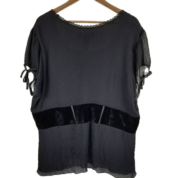 Lane Bryant Black Lace Accent Summer Blouse Women's Sz 24 - Picture 4 of 5